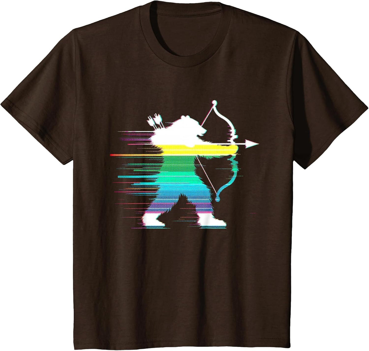 Bear Archer Glitch - Funny Vintage Archery Bear Lover T-Shirt - Brown