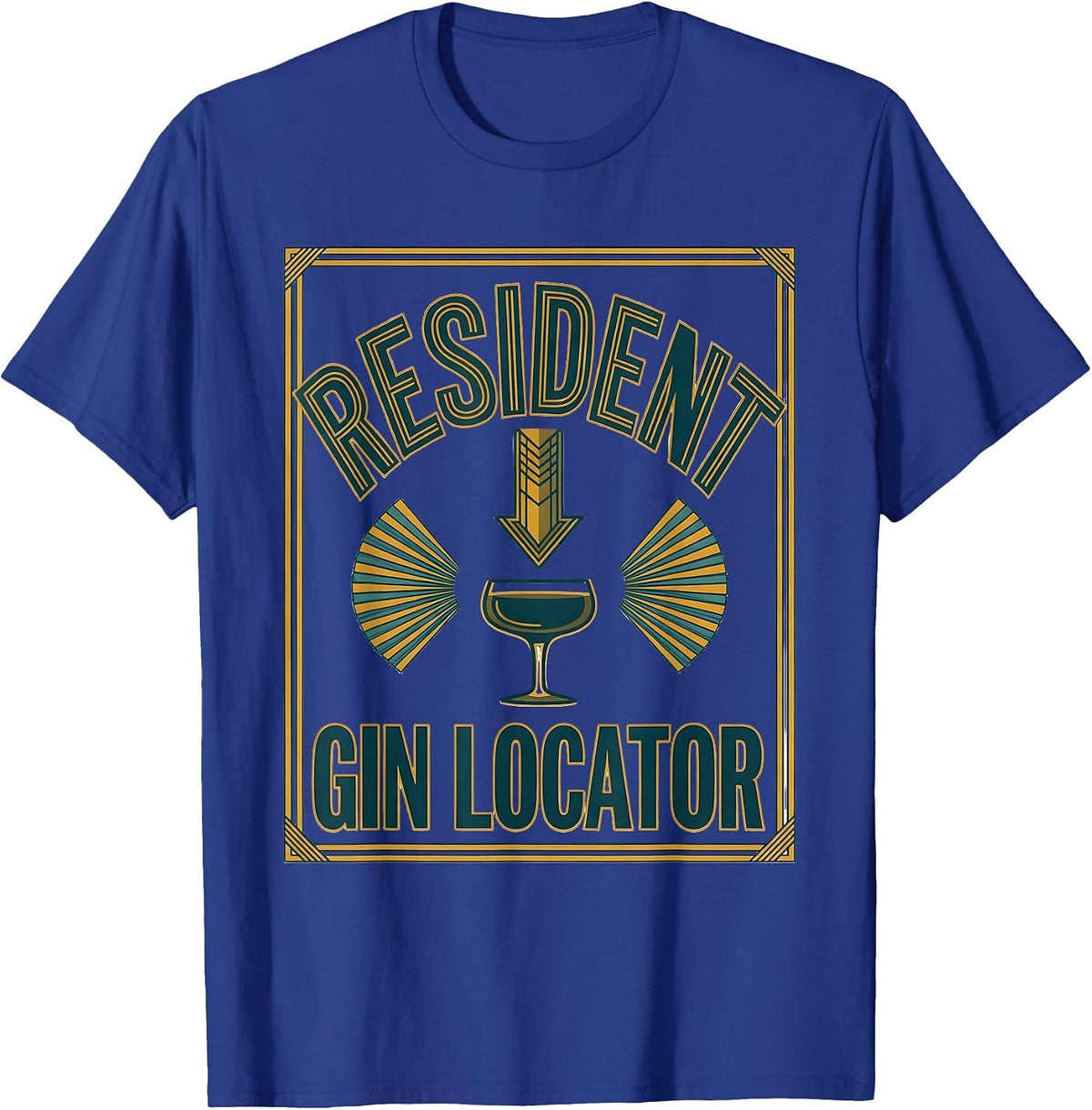 Men's Resident Gin Locator Vintage 1920s Roaring Twenties Party T-Shirt - Royal Blue