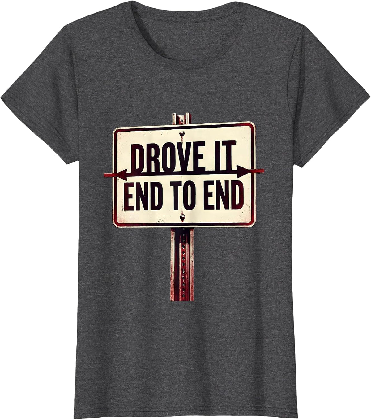 Women's Drove It End To End Stenciled Road Trip Centennial Keepsake T-Shirt - Dark Heather Grey
