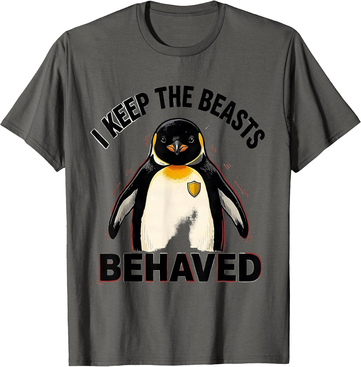 Men's I Keep The Beasts Behaved Funny Animal Control Halloween T-Shirt - Asphalt Grey