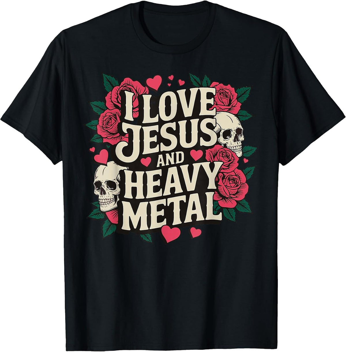 I Love Jesus and Heavy Metal T-Shirt - Black