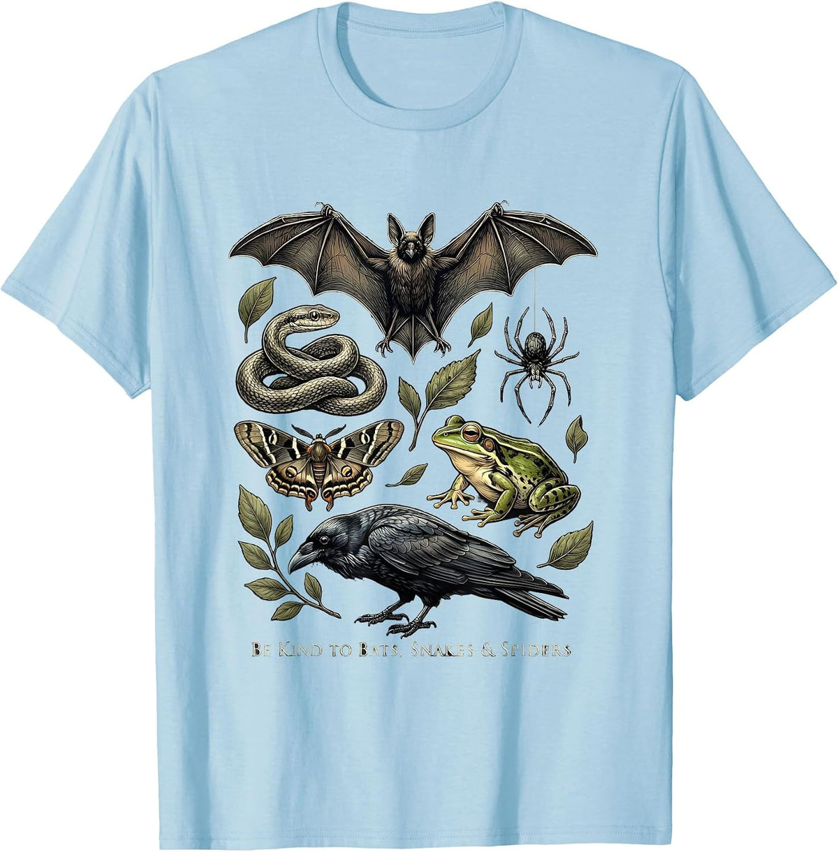 Men's Be Kind To Bats Snakes Spiders Nature Lover Gift T-Shirt - Baby Blue