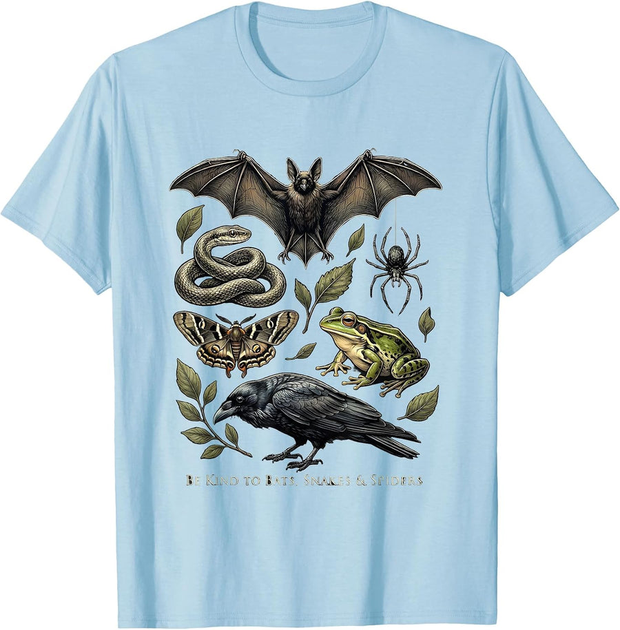 Men's Be Kind To Bats Snakes Spiders Nature Lover Gift T-Shirt - Baby Blue