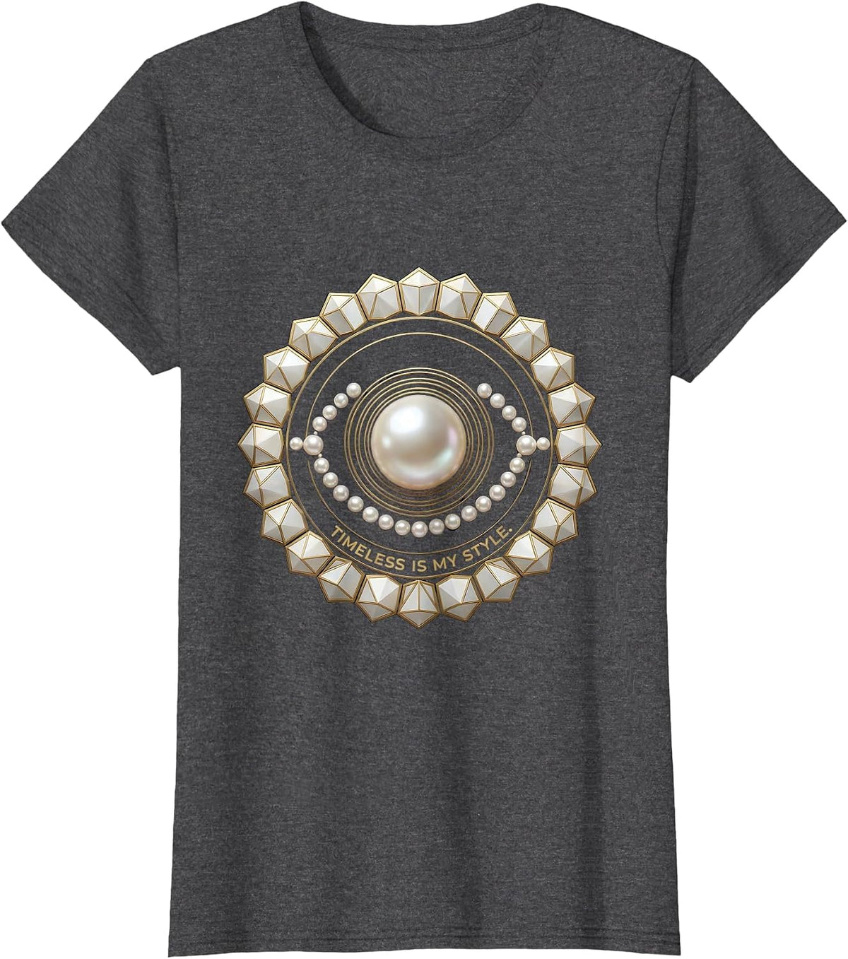 Women's Pearls Are Always Appropriate Timeless Style T-Shirt - Dark Heather Grey