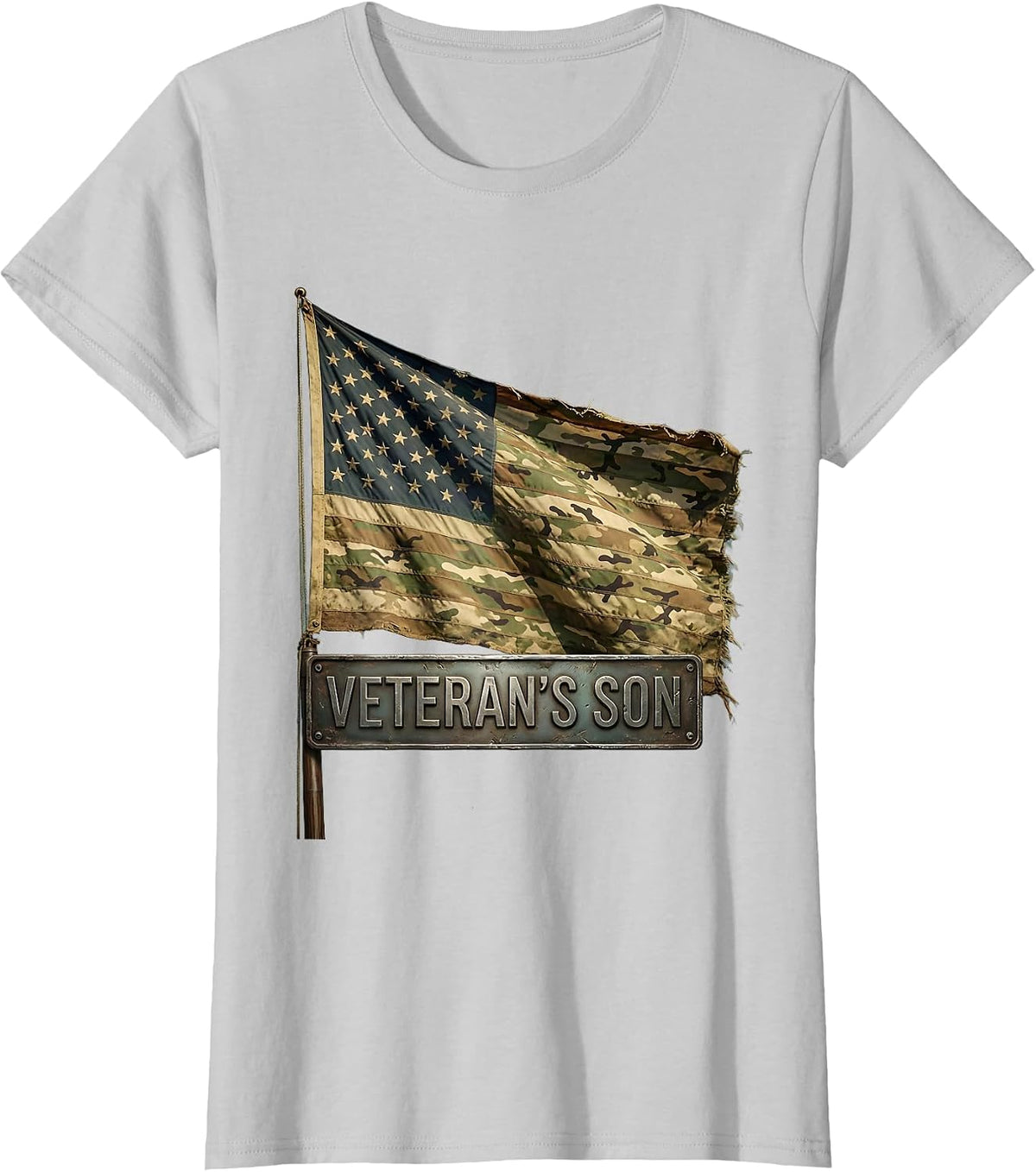 Veteran's Son Vintage Military Patriotic T-Shirt - Silver Grey