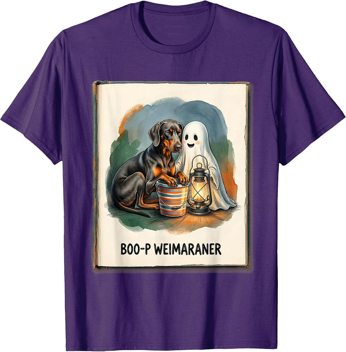 Men's Boo-P Weimaraner Funny Ghost Dog Lover Halloween Costume T-Shirt - Purple