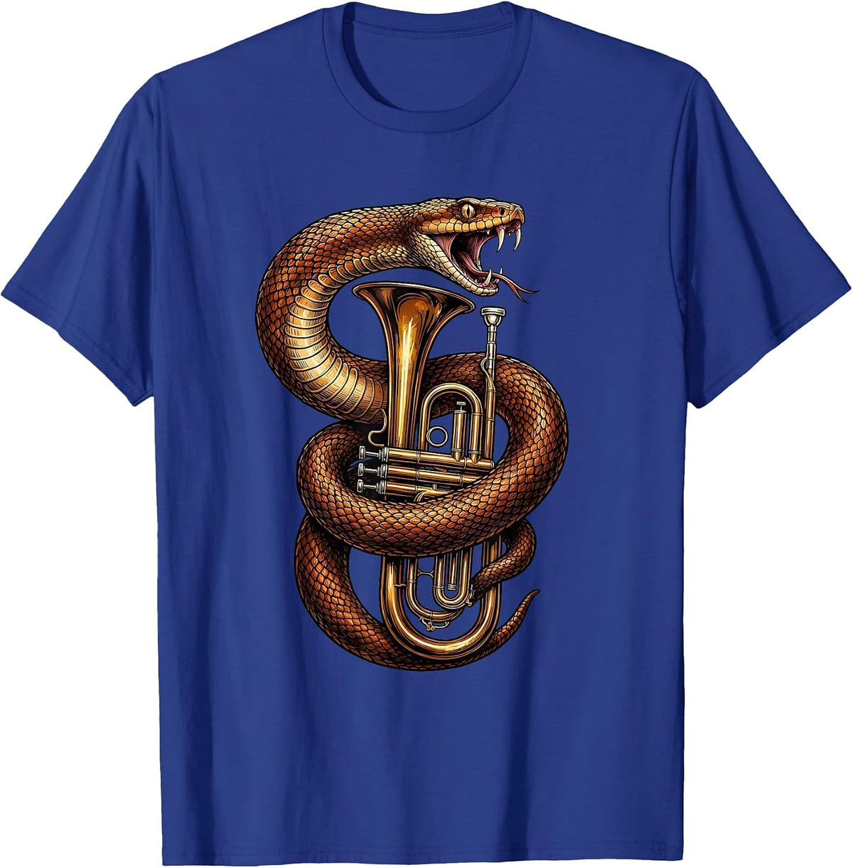 Men's Serpent Coiled Around Trumpet Graphic T-Shirt - Royal Blue