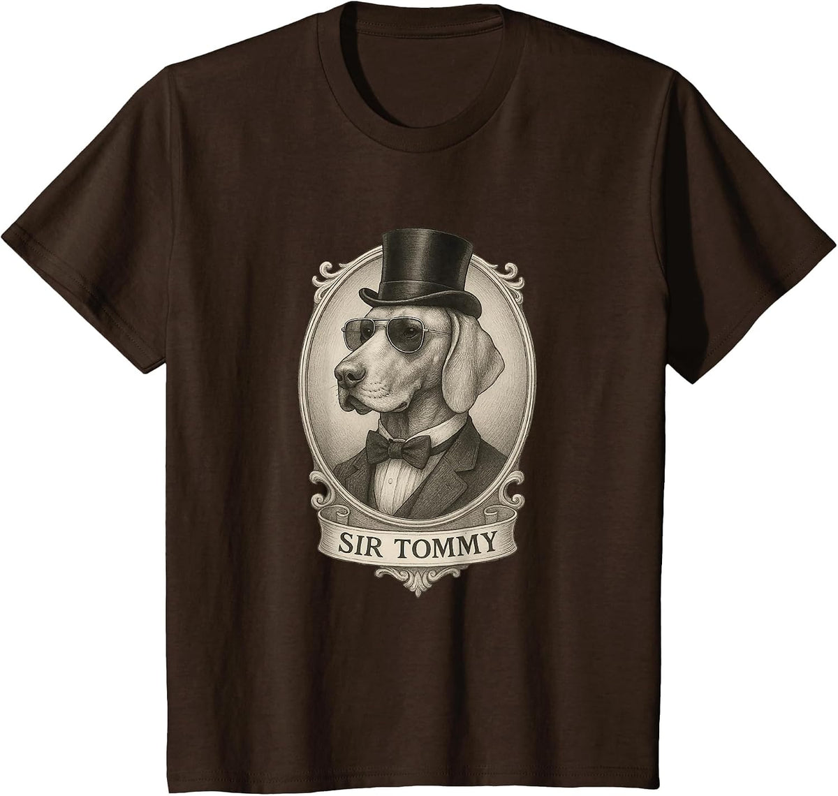 Tommy the Vizsla Puppy As A Noble Dapper Dog T-Shirt - Brown