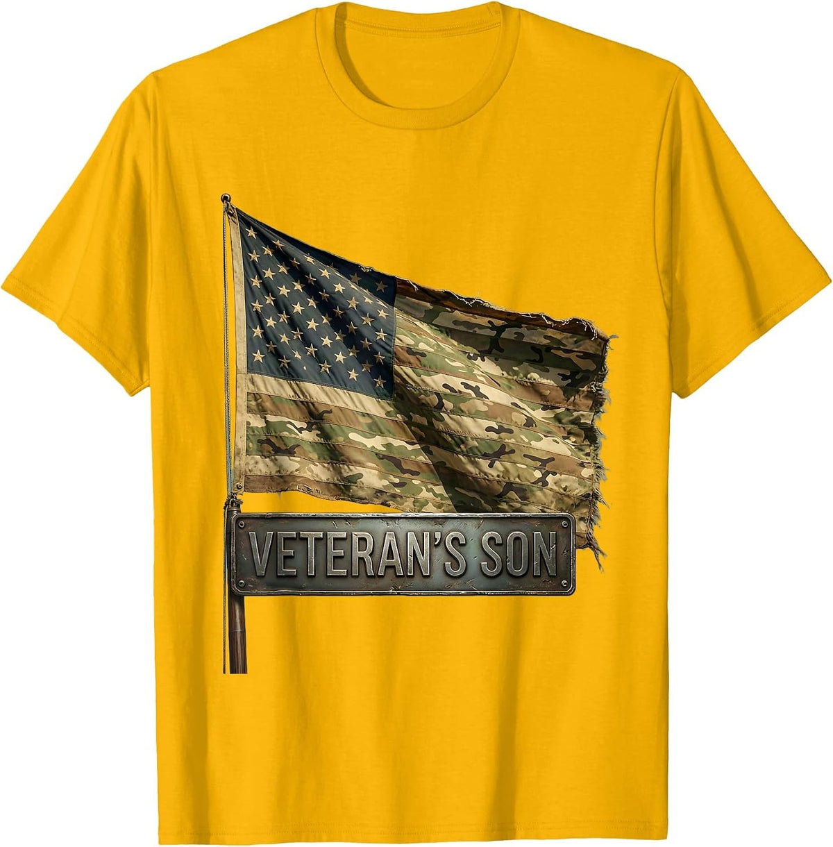 Veteran's Son Vintage Military Patriotic T-Shirt - Golden Yellow