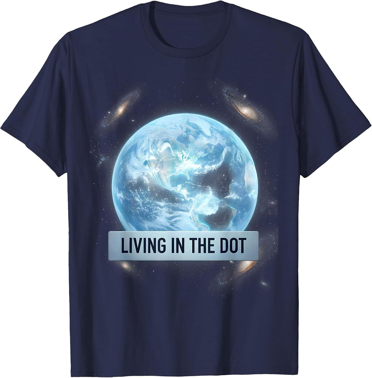 Living in the Dot Minimalist Graphic Design T-Shirt - Navy Blue