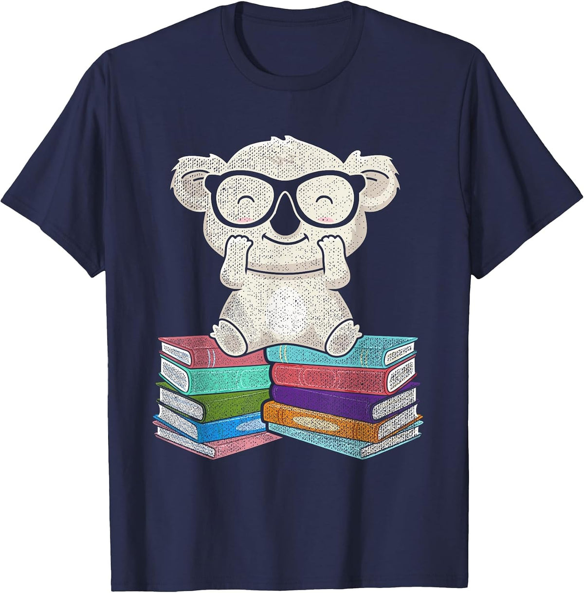 Koala Bear Reading Books Koala T-Shirt - Navy Blue