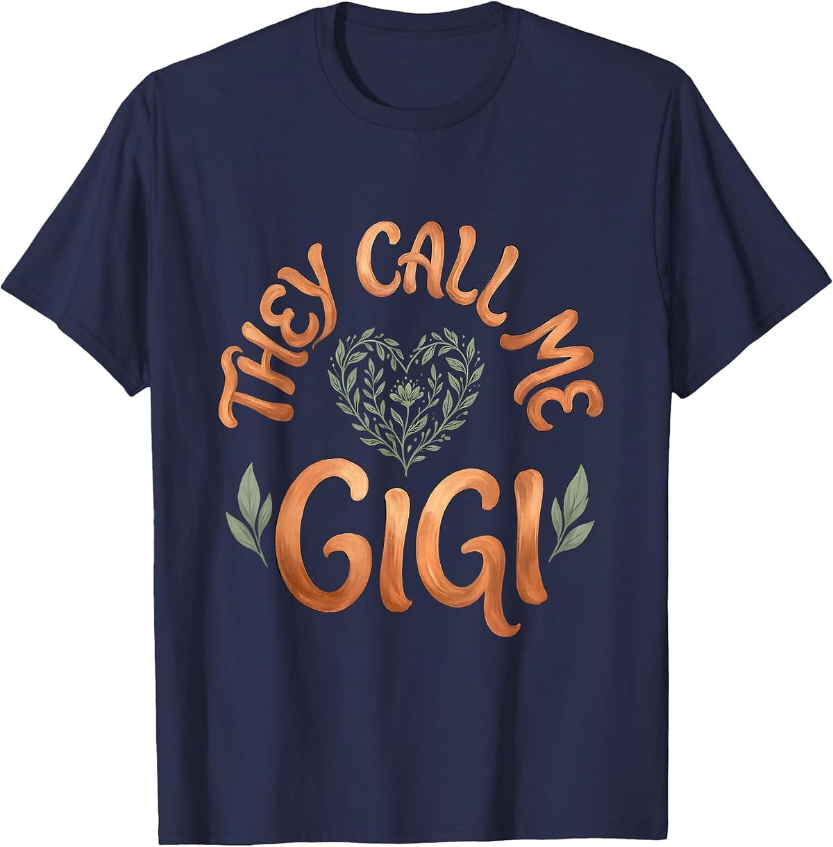 Men's They Call Me Gigi Boho Typography Grandma Nickname National T-Shirt - Navy Blue