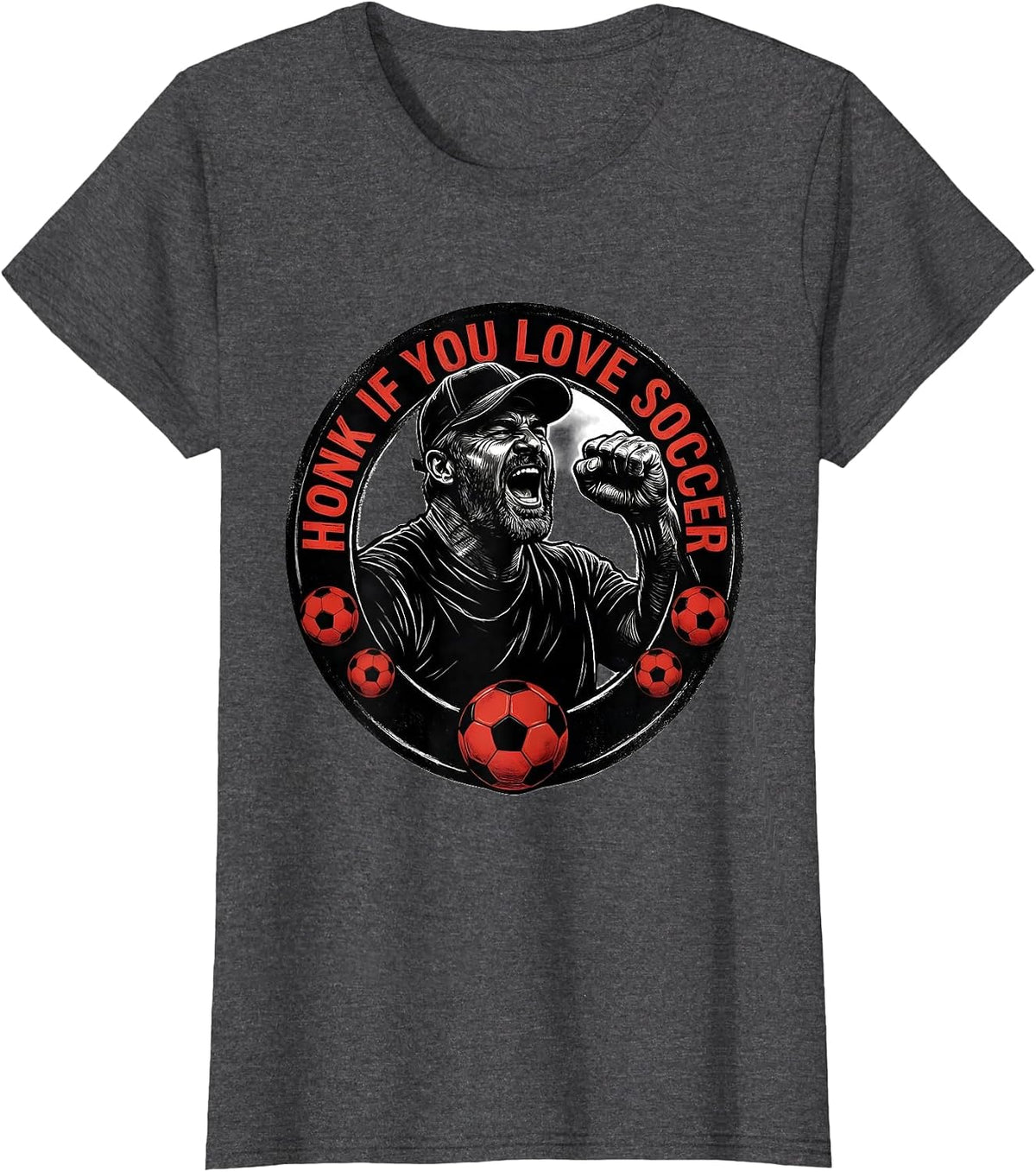 Women's Honk If You Love Soccer Dad Graphic Design T-Shirt - Dark Heather Grey