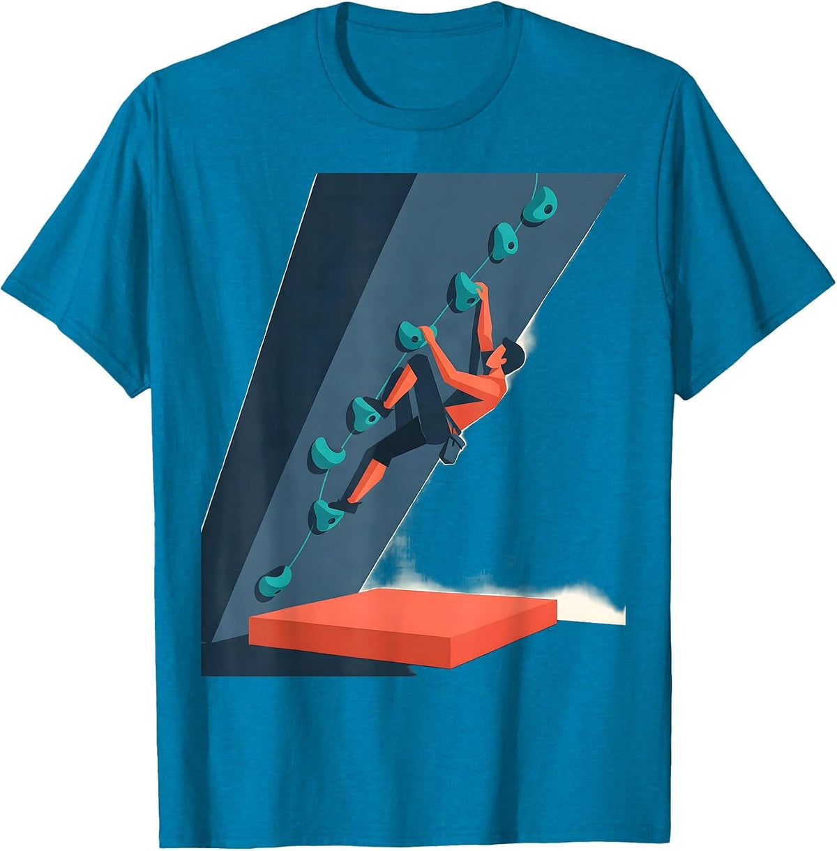 Bouldering Wall Climber Flat Vector Humor Gift T-Shirt - Sapphire Blue