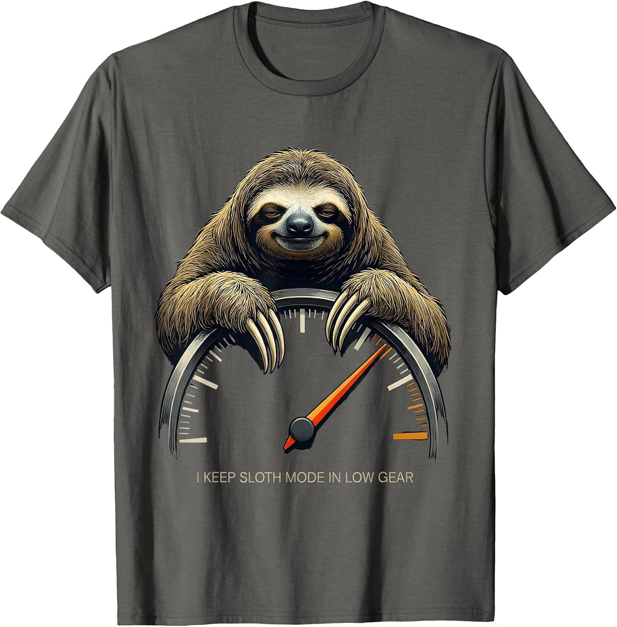 Men's I Keep Sloth Mode In Low Gear Funny Sloth Lover Humor T-Shirt - Asphalt Grey