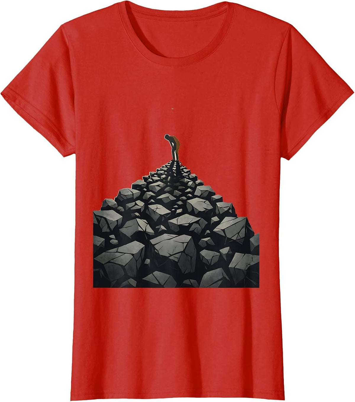 Weighted Anxiety Shadow Oversized Illustration T-Shirt - Red