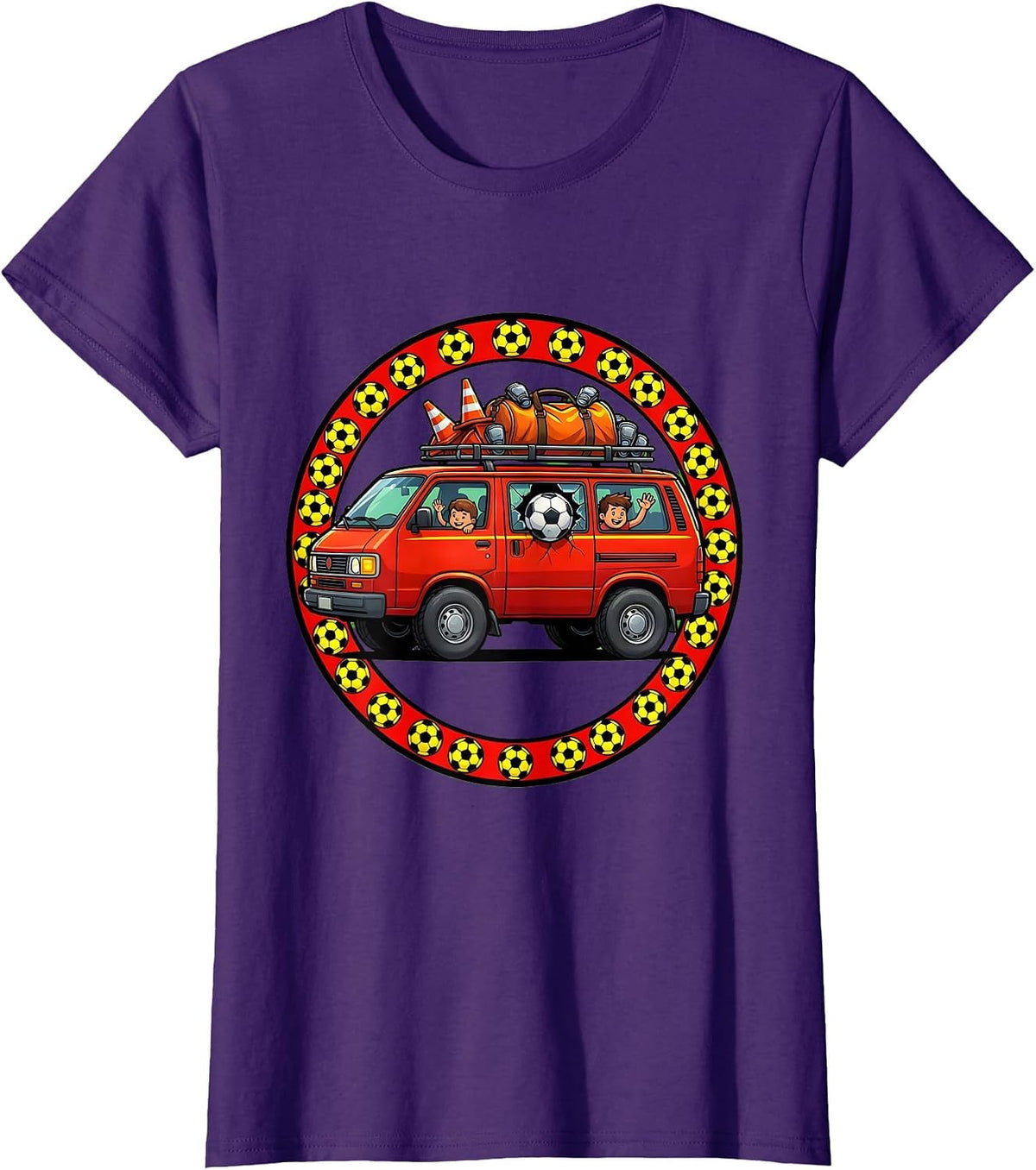 Women's Soccer Dad Minivan Graphic Tee T-Shirt - Purple