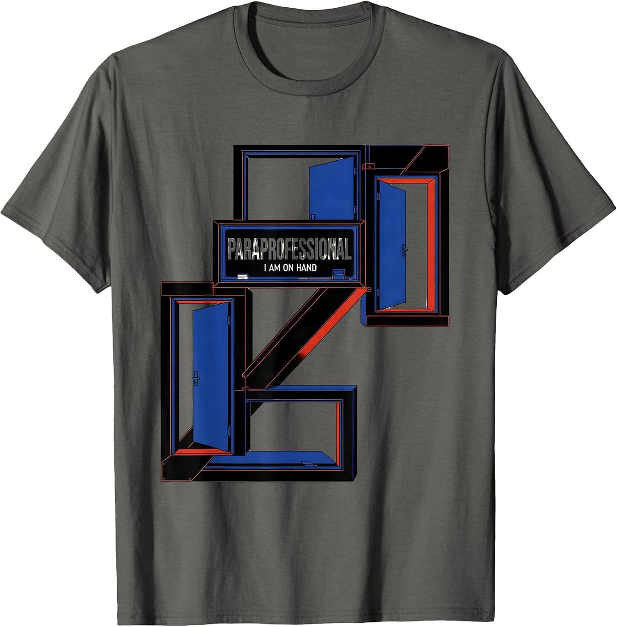 Paraprofessional I Am On Hand Geometric School Staff T-Shirt - Asphalt Grey