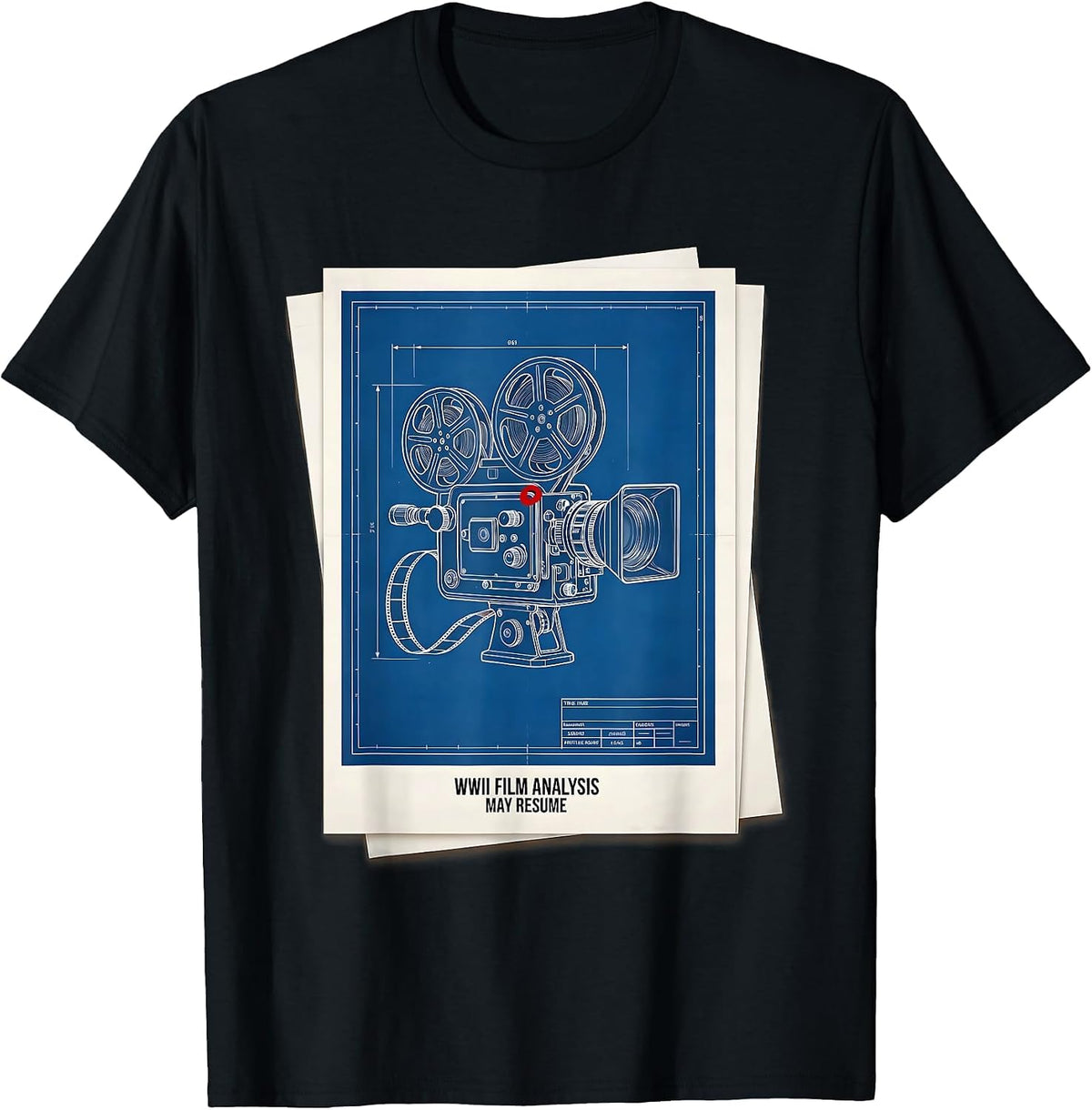 Men's WWII Film Analysis May Resume Retro WW2 History Buff Teacher T-Shirt - Black