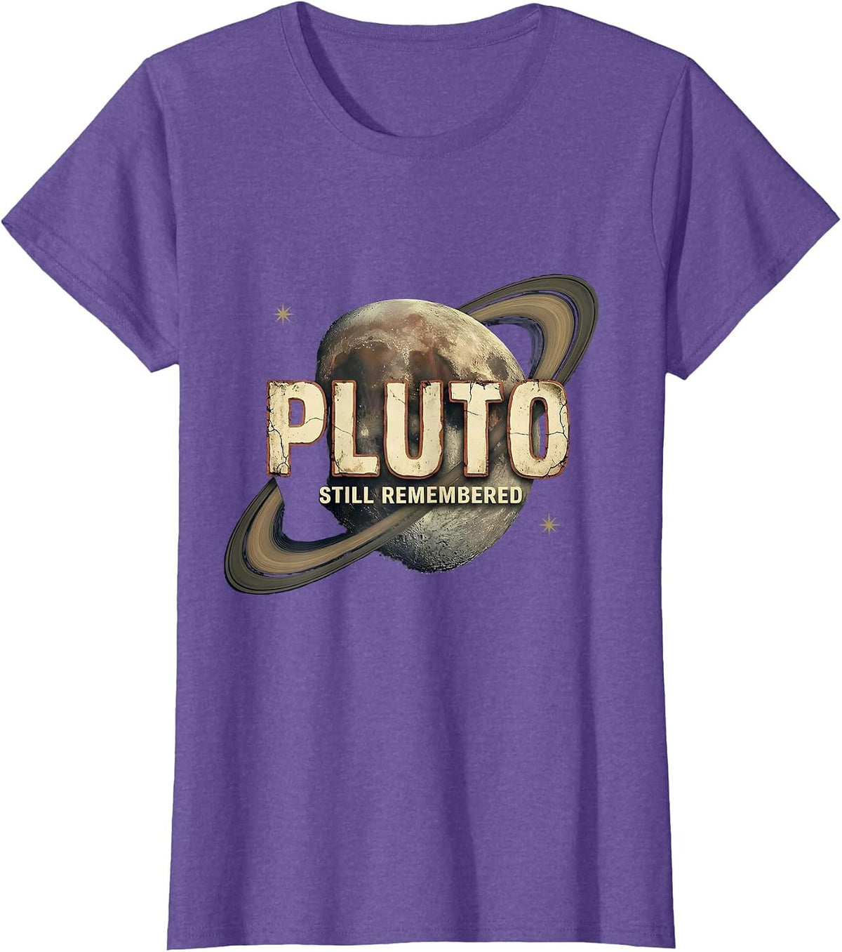 Women's Pluto, Still Remembered Funny Retro Astronomy Science Gift T-Shirt - Purple Heather