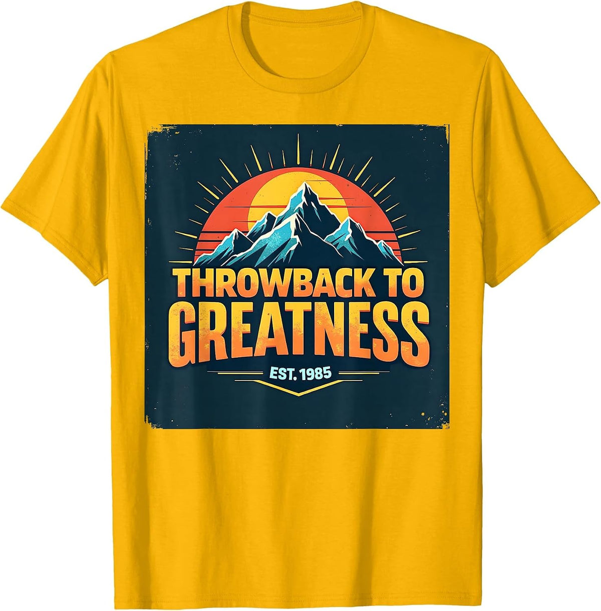 Vintage 1985 Throwback to Greatness Design T-Shirt - Golden Yellow