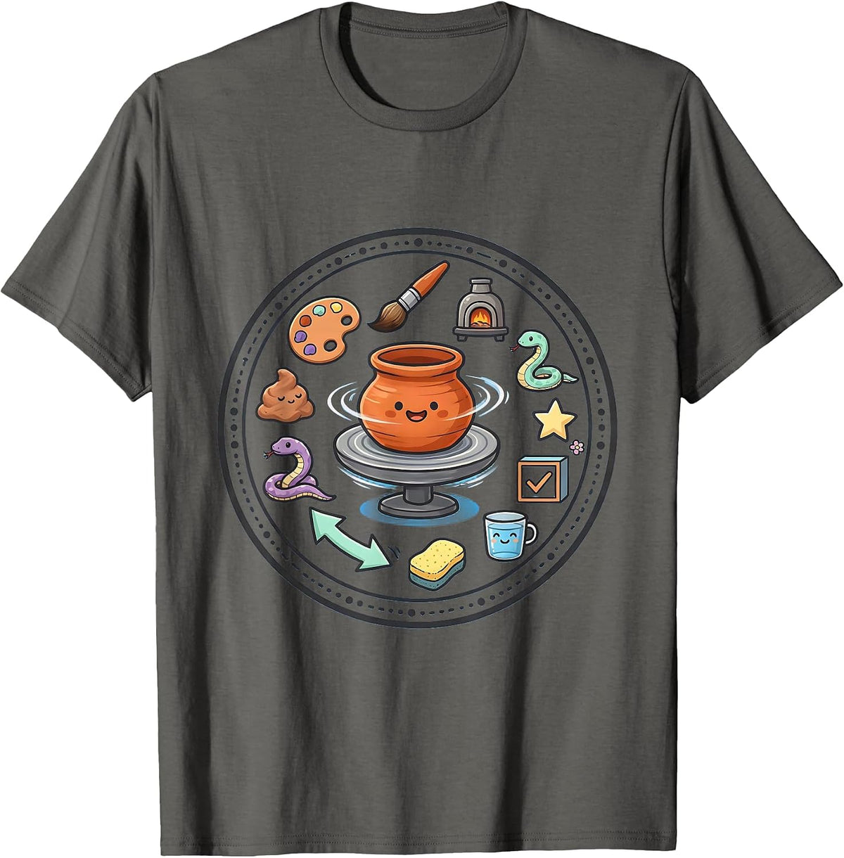Men's Art Teacher Clay Pottery Wheel Graphic Design T-Shirt - Asphalt Grey