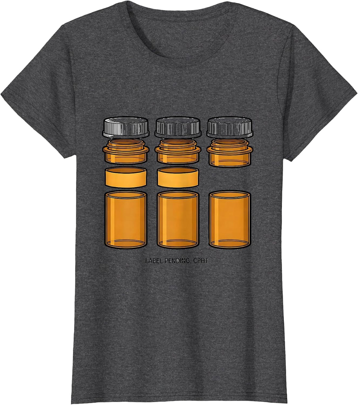 Women's Label Pending CPhT Funny Pharmacy Technician Graduation Gift T-Shirt - Dark Heather Grey