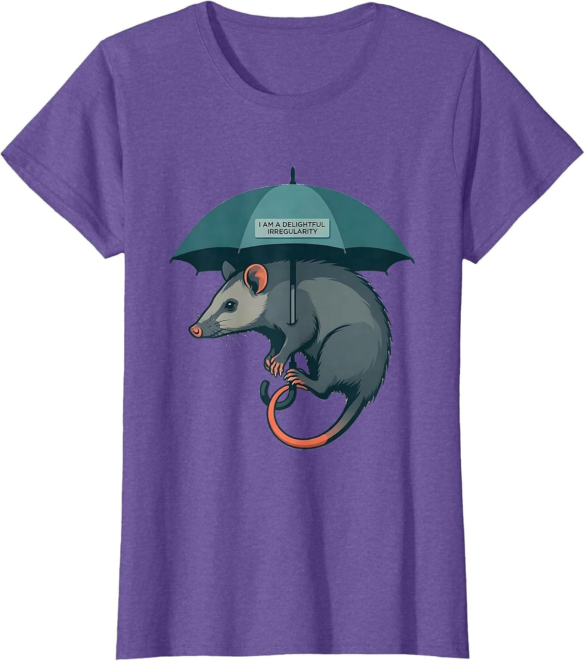Women's I Am A Delightful Irregularity Funny Opossum Meme Animal T-Shirt - Purple Heather