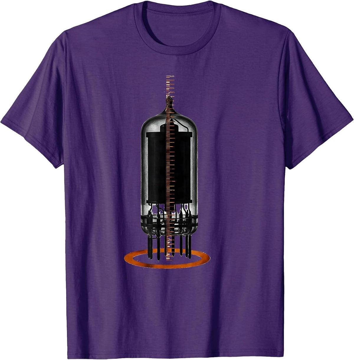 Vacuum Tube Silhouette Vintage Audio Enthusiast Minimalist T-Shirt - Purple