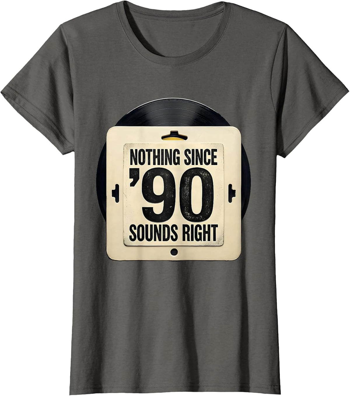 Women's Nothing Since '90 Sounds Right Vintage Hip Hop Rap Lyric T-Shirt - Asphalt Grey