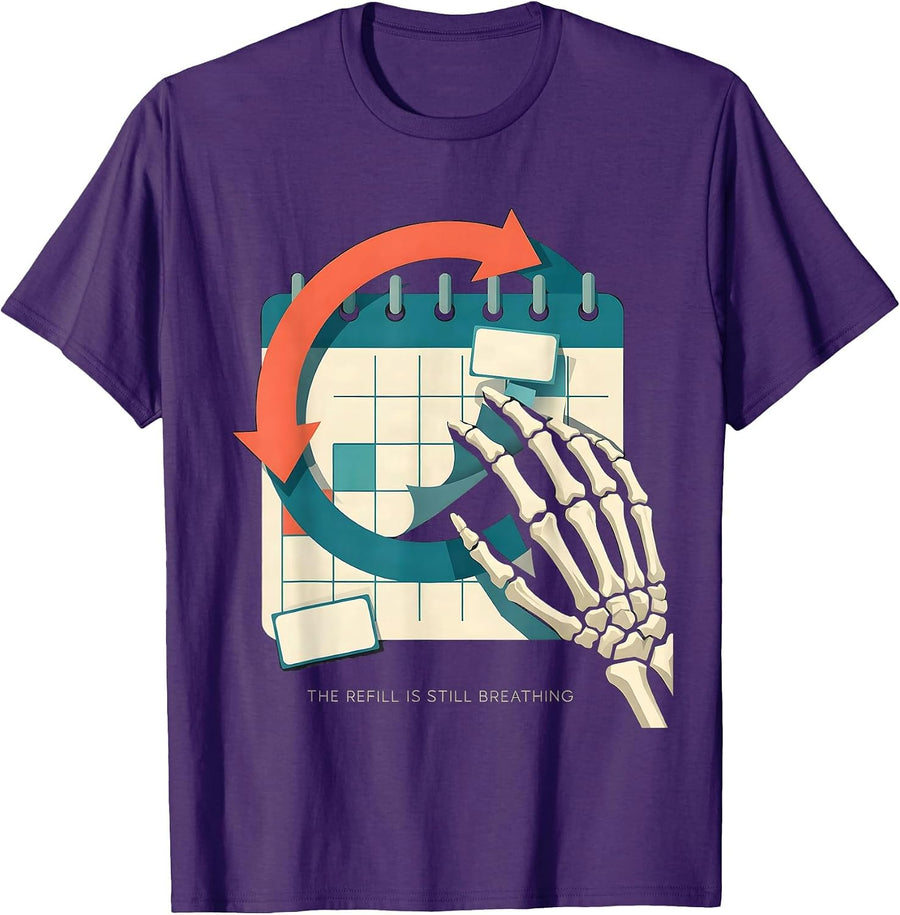 Men's The Refill Is Still Breathing Funny Pharmacy Tech Halloween T-Shirt - Purple