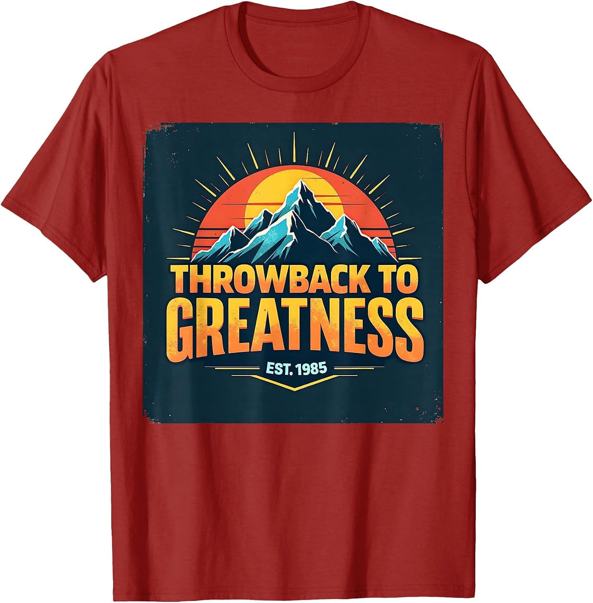 Vintage 1985 Throwback to Greatness Design T-Shirt - Cranberry Red
