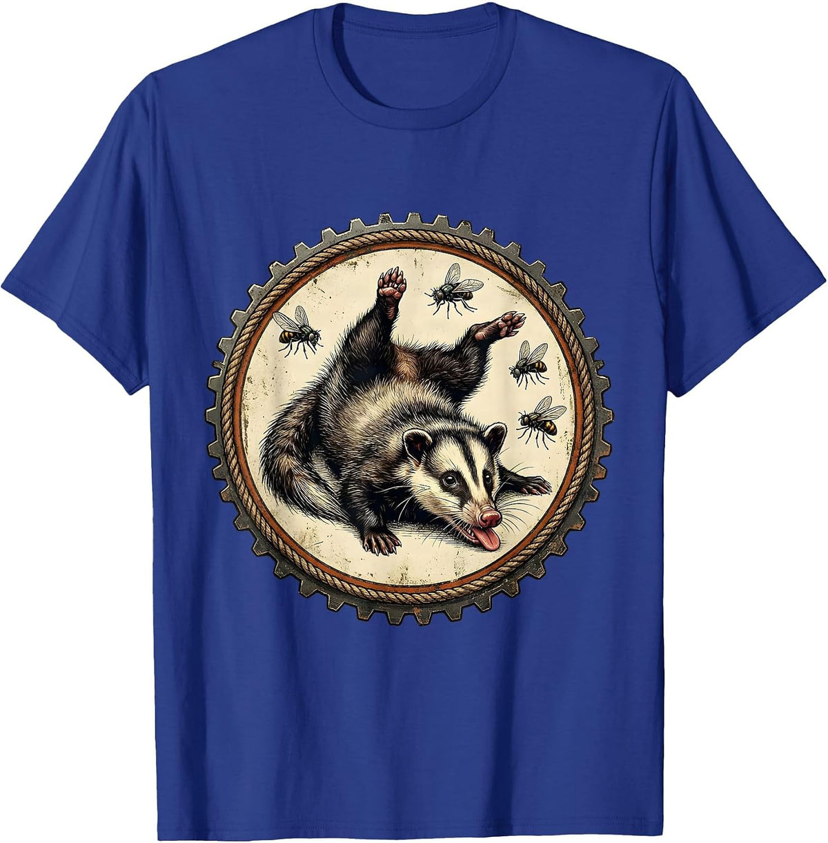 Possum Playing Dead Funny Opossum Illustration T-Shirt - Royal Blue