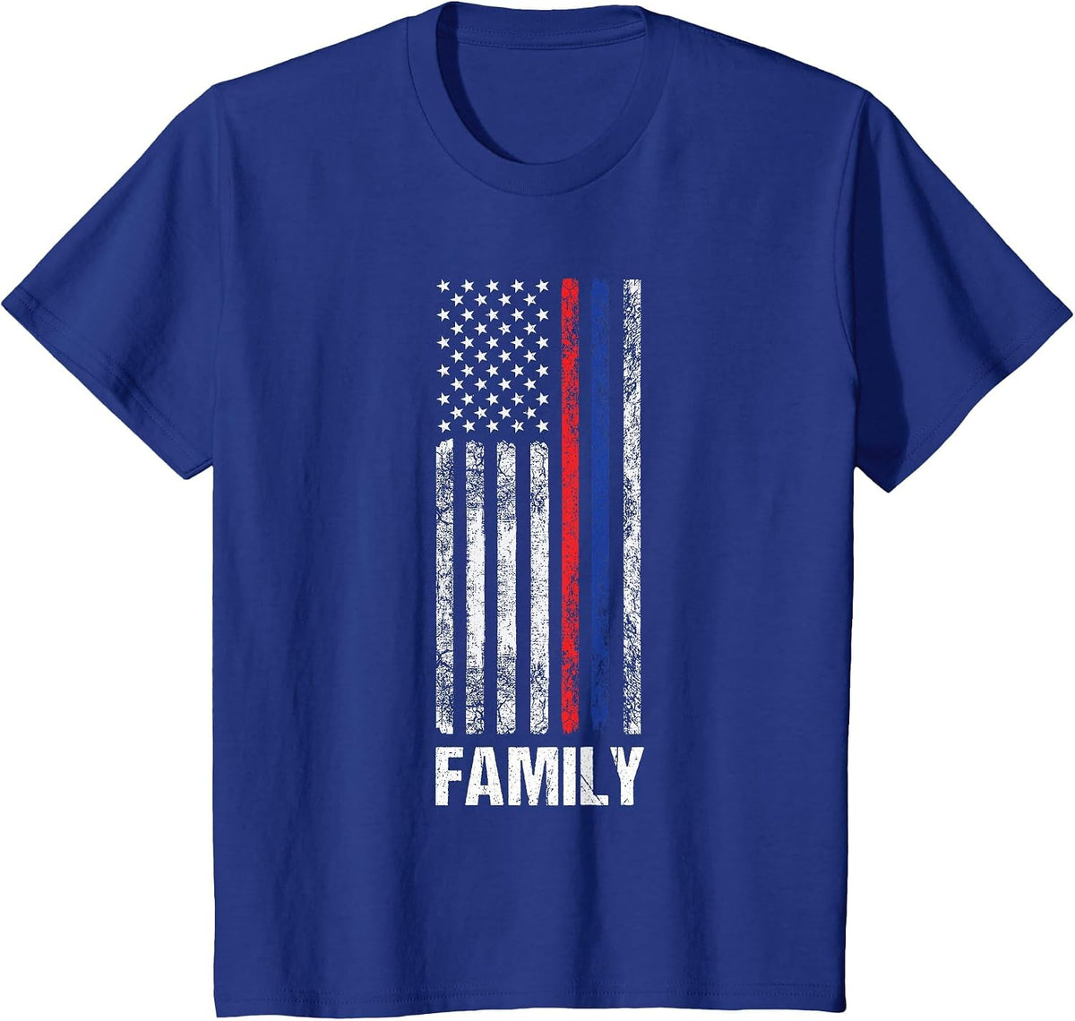 Thin Red Blue Flag Patriotic Support Police Fireman T-Shirt - Royal Blue