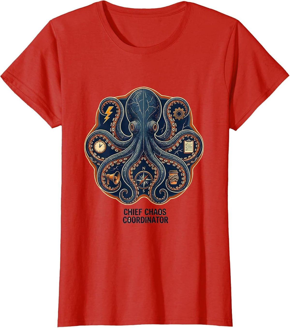 Chief Chaos Coordinator Funny Leadership Design T-Shirt - Red