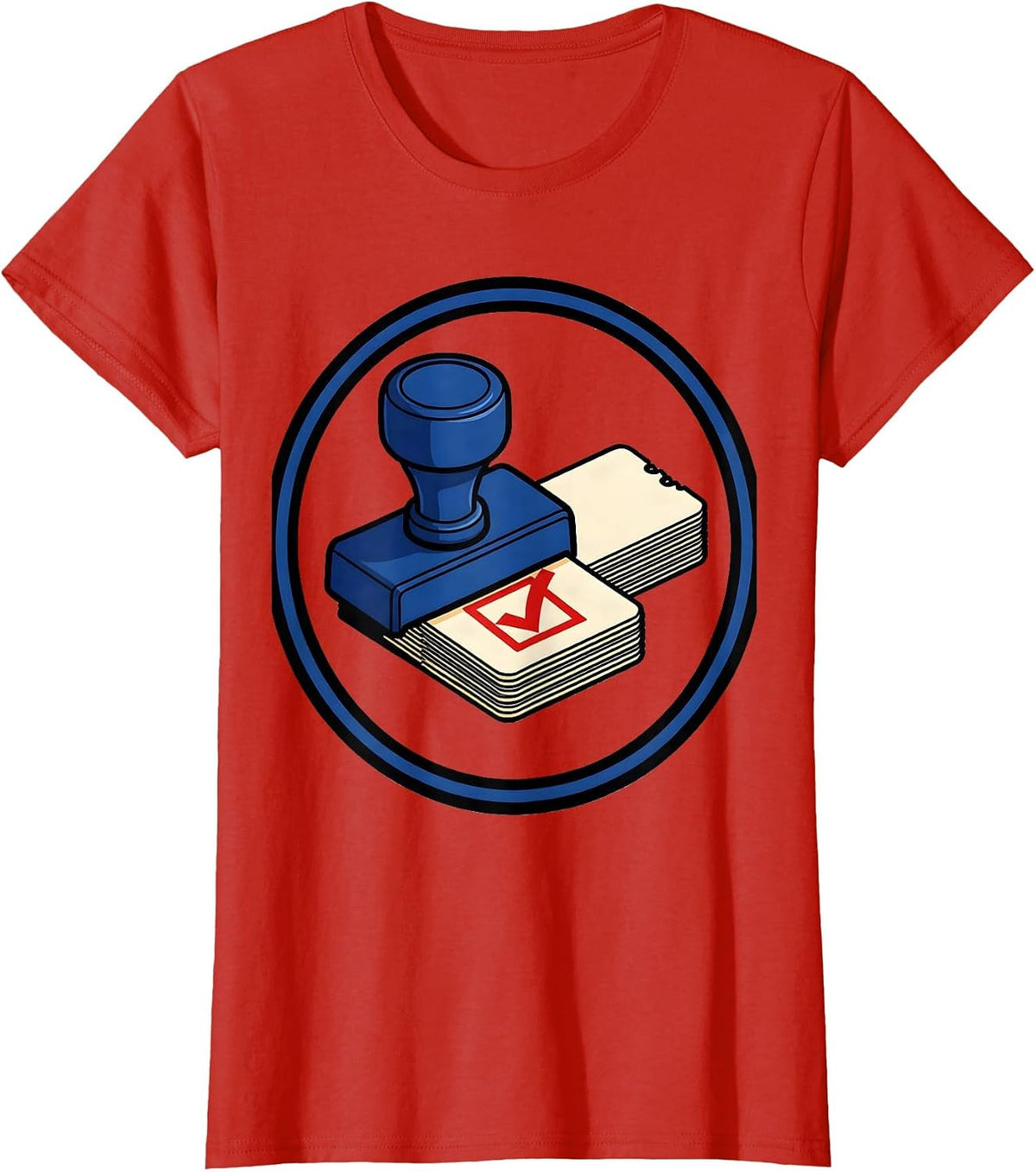 Desk Ticket Stamp IT Support Workplace Humor T-Shirt - Red