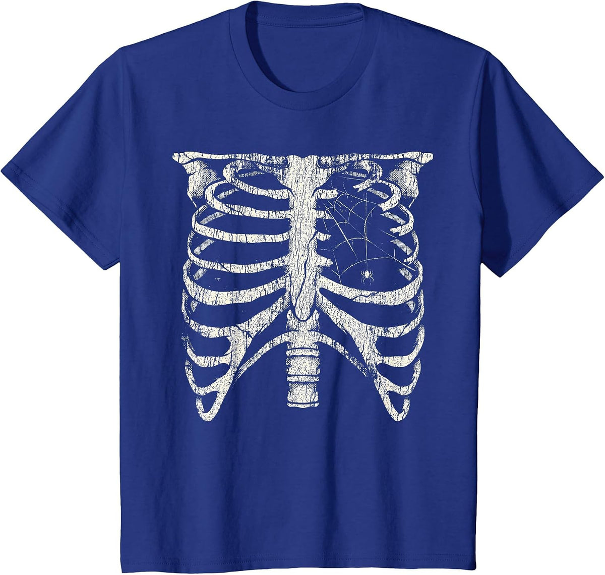 Skeleton Rib Cage Spider Scary Goth Halloween Costume Gothic T-Shirt - Royal Blue