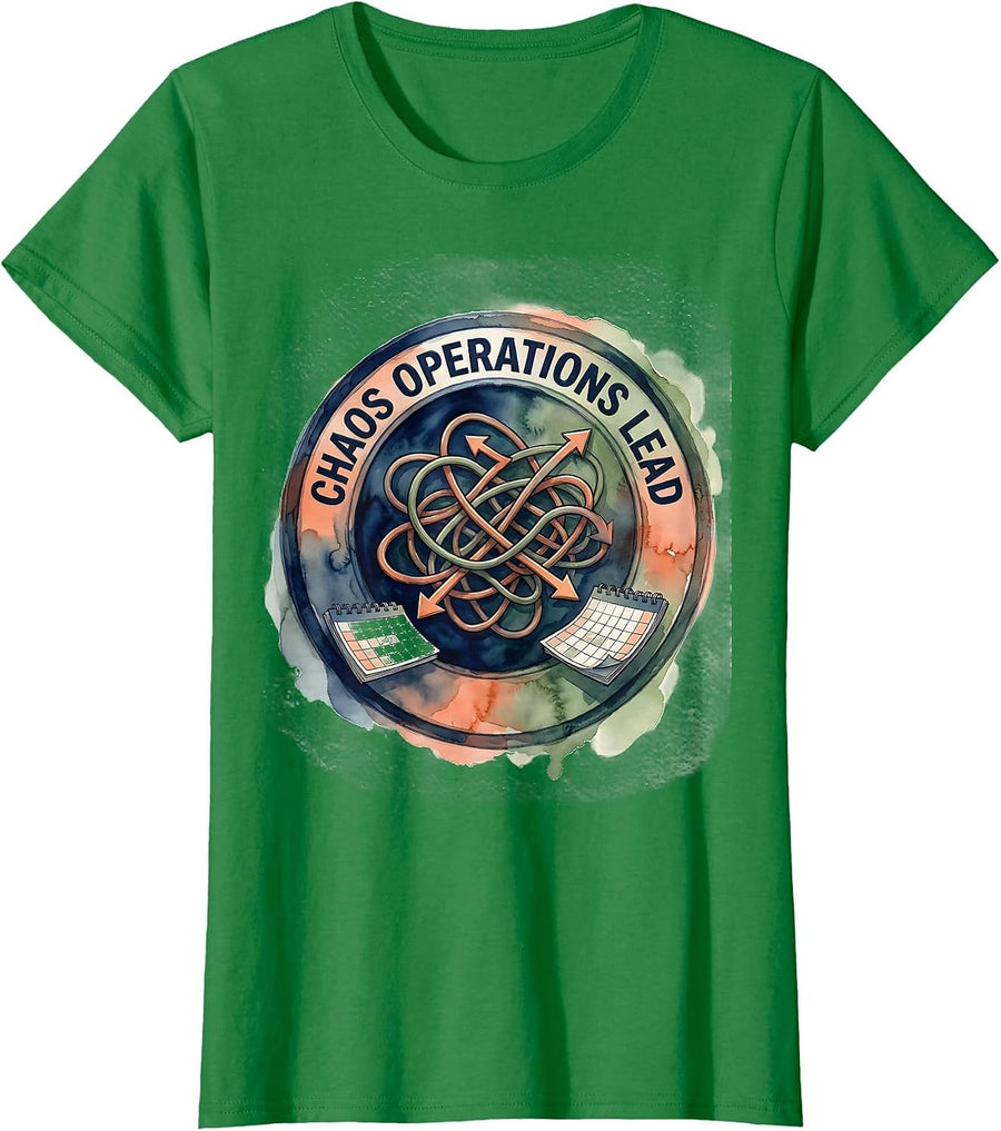 Women's CHAOS OPERATIONS LEAD Funny Sarcastic Humor Novelty T-Shirt - Kelly Green