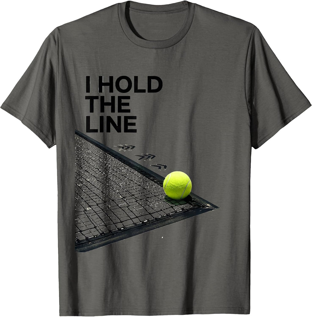 I Hold The Line Geometric Tennis Player Humor T-Shirt - Asphalt Grey