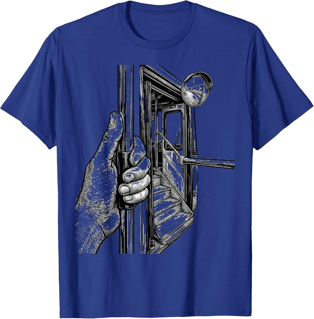 Men's School Bus Driver Line Art Funny Costume T-Shirt - Royal Blue