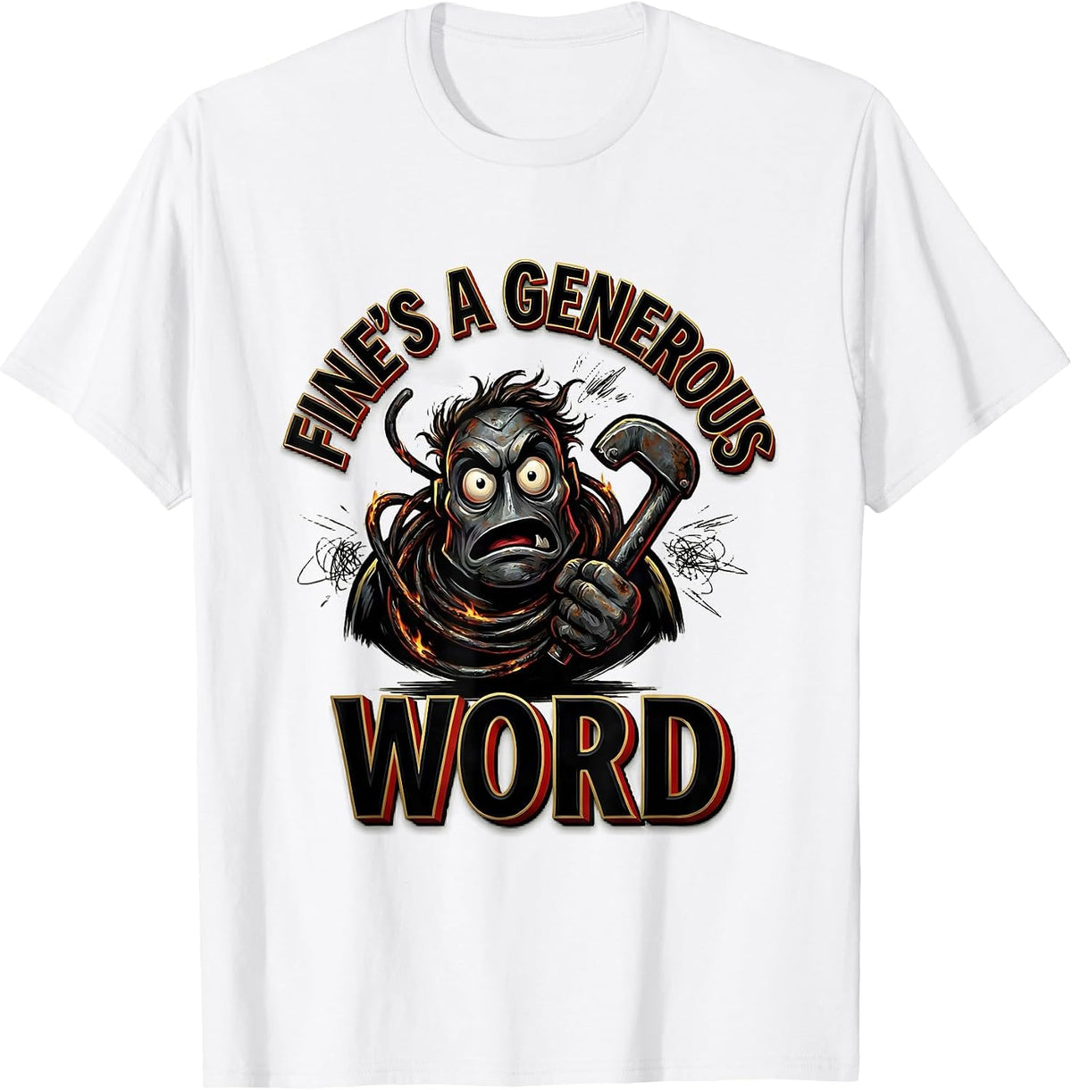 Men's Fine's A Generous Word Funny Frazzled Humor Sign Painter T-Shirt - White