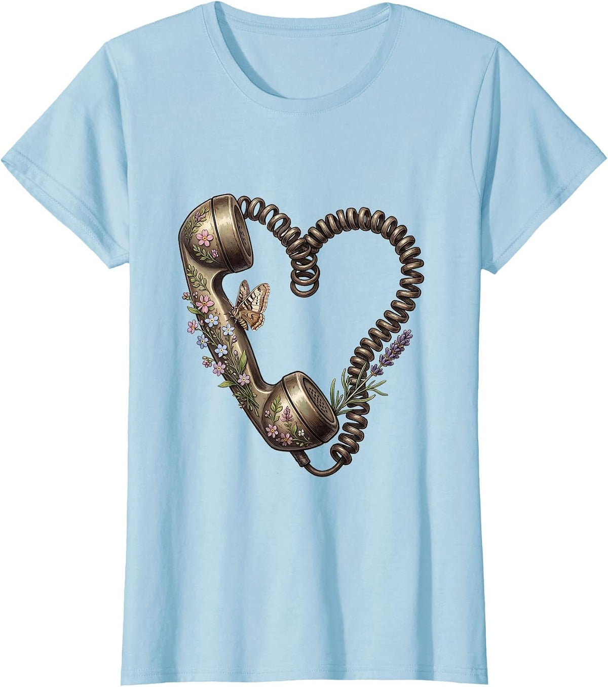 Social Worker Heart Telephone Receiver Graphic T-Shirt - Baby Blue