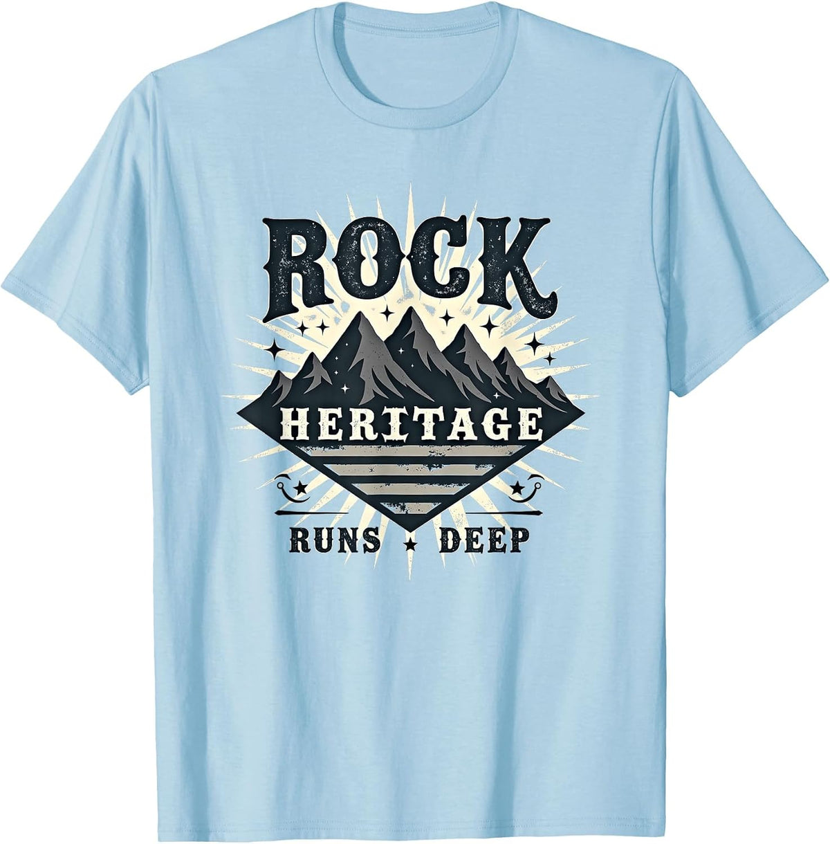 Vintage 1985 Design Rock Heritage Runs Deep T-Shirt - Baby Blue