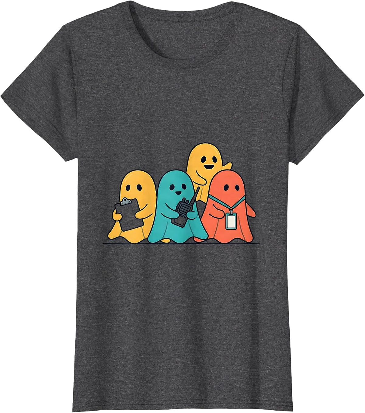 Women's Friendly Ghost Sheet Para Normal Activities Sped Teacher T-Shirt - Dark Heather Grey