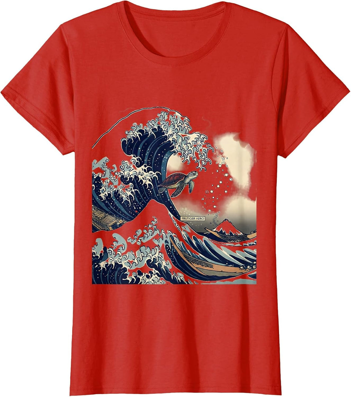 Frutiger Aero Ukiyo-e Y2K Tech Nostalgia Aesthetic T-Shirt - Red