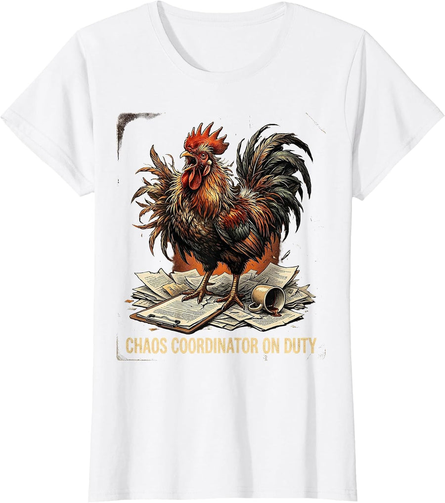 Women's Chaos Coordinator On Duty Funny Novelty Design T-Shirt - White