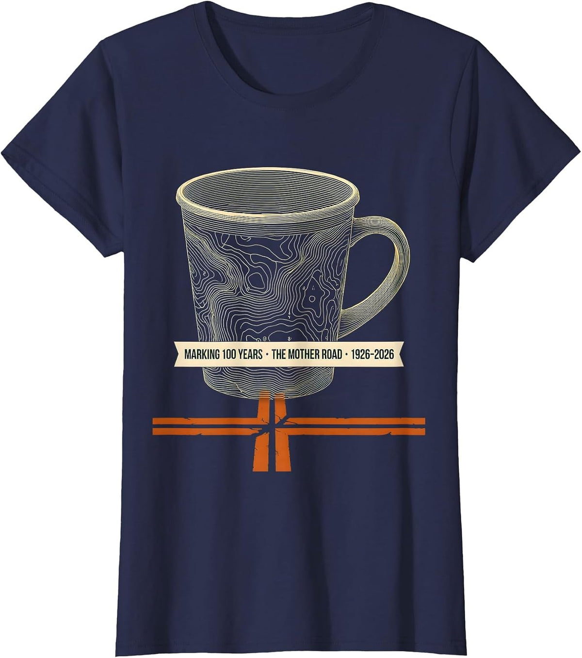 Women's Marking 100 Years The Mother Road Vintage T-Shirt - Navy Blue