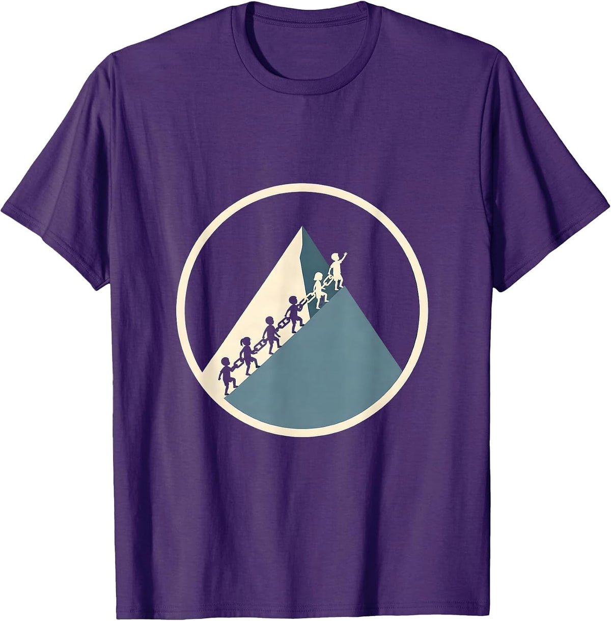 Special Education Diverse Kids Climbing Mountain Together T-Shirt - Purple
