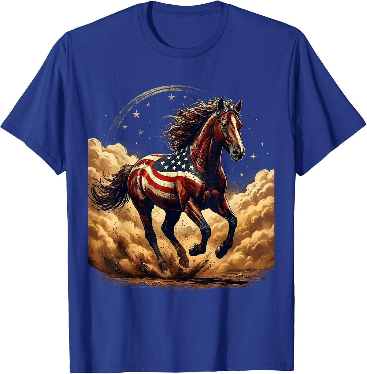 Horse Galloping Through Dusty Open Meadow T-Shirt - Royal Blue