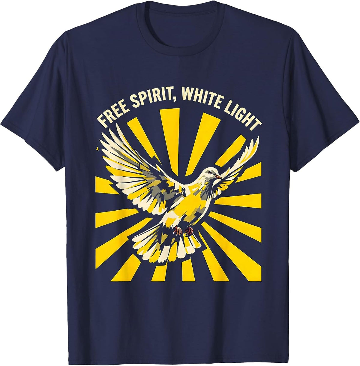Free Spirit White Light Freedom Graphic Design T-Shirt - Navy Blue